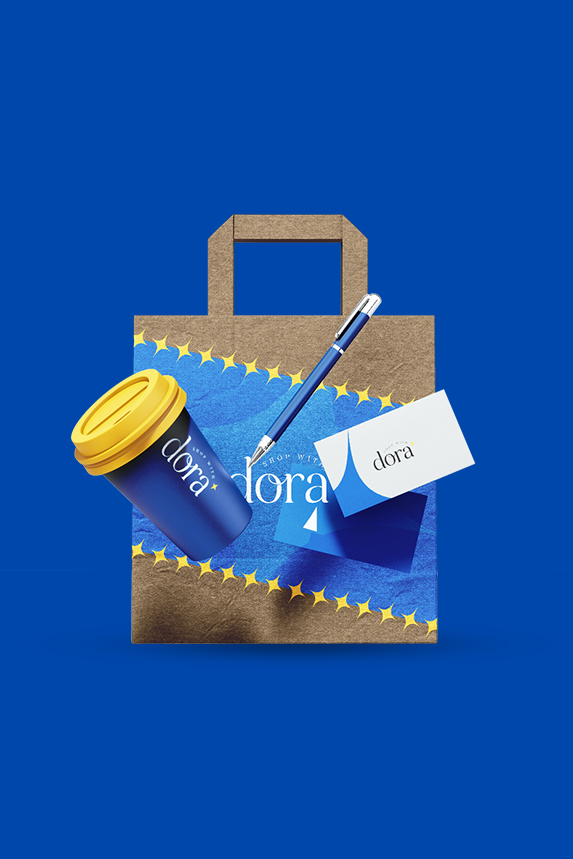 Shop with Dora portrait brand application